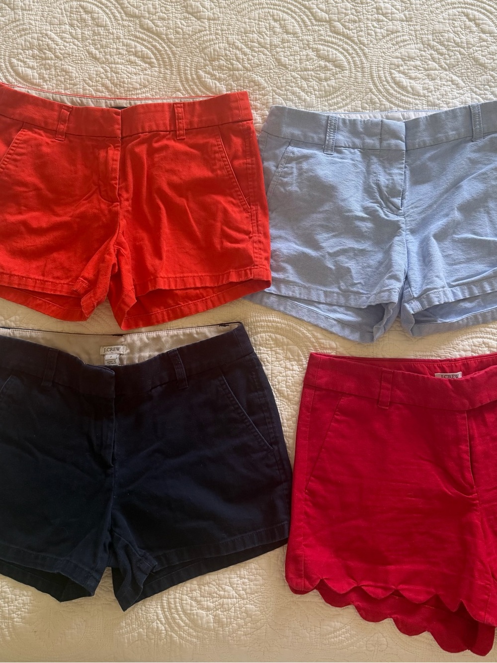 J. Crew Bundle of Women’s Casual Shorts - Orange, Chambray, Navy, Red